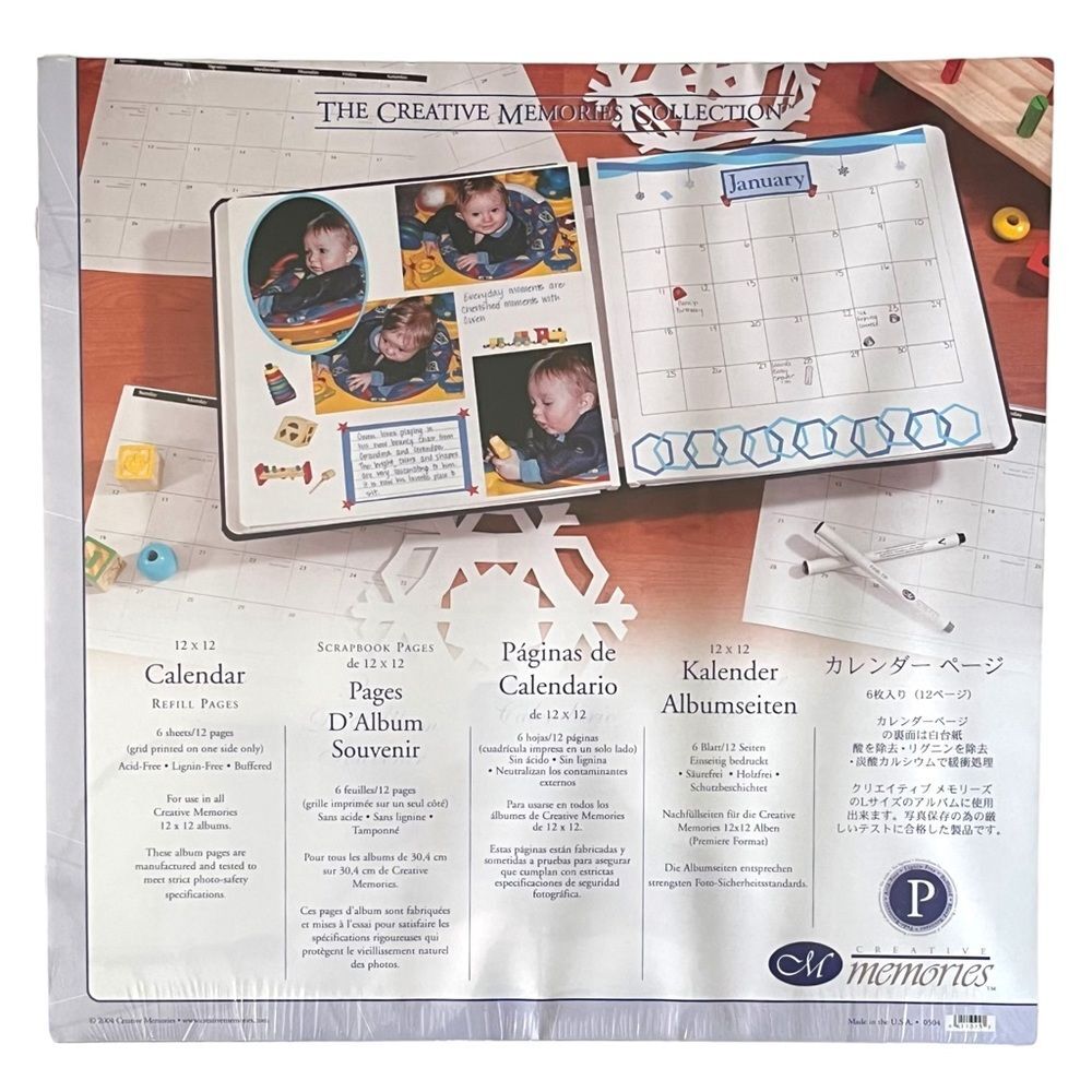 CALENDAR PAGES Creative Memories Scrapbook Pages Original 12x12 NEW NWT White